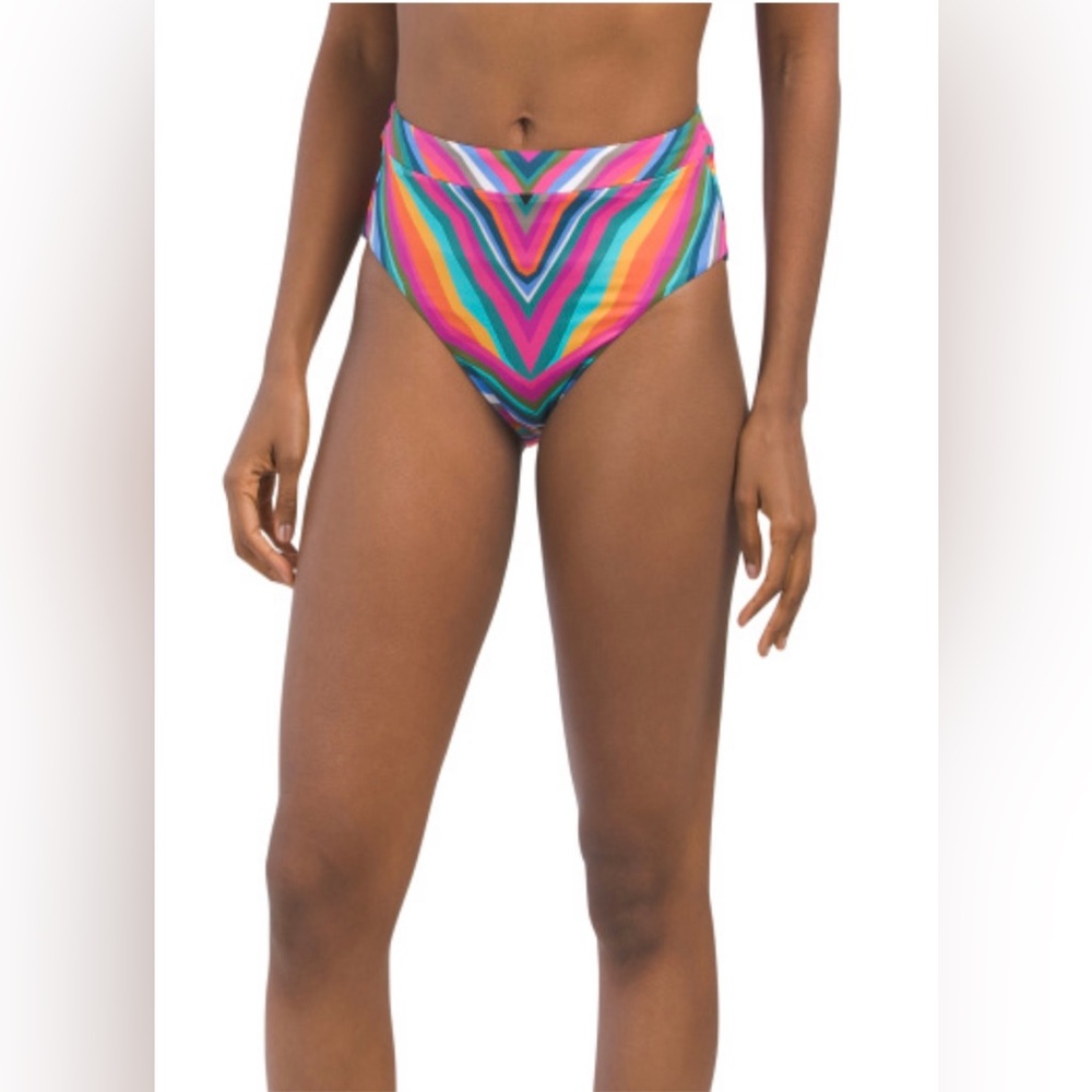 NWT Trina Turk Louvre Reversible Banded High Waist Bikini Bottom Size 12